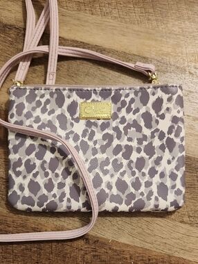 Betsey Johnson Leopard Print Crossbody Bag - Pink and Gray